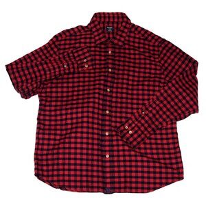 UNTUCKit Bricco Men's‎ Long Sleeve Button Front Gingham Flannel Shirt Size XL